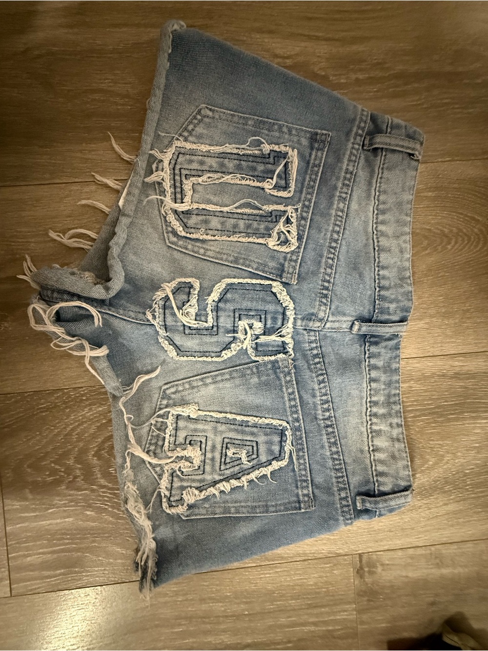 J for Justify Light Blue Distressed Jean Shorts
